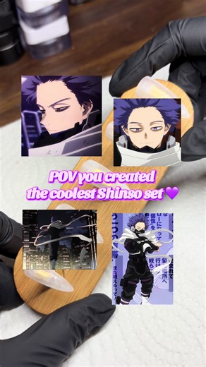 The #shinso set 💜🖤 That middle nail is honestly my pride and joy, it competes the whole set perfectly 😮‍💨 This set is available to purchase on my website, next opening 15th May 💜 #shinsou #hitoshishinsou #mha #bnha