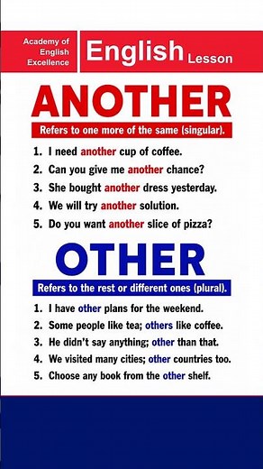 ANOTHER VS OTHER | Beginners to Advanced Level | Academy of English Excellence #english