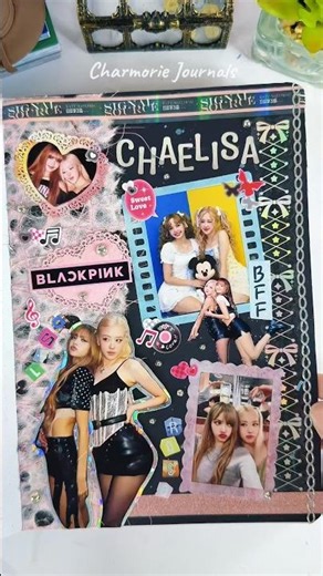 ASMR Chaelisa Art Journal Spread ✨ | BLACKPINK Lisa × Rosé Sticker Collage #shorts