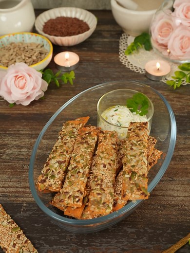 Snacks like this should not be skipped 🌿 In my series #SavouryOven , I shared savoury snacks recipes which are baked, healthier, less oil and many of them are gluten free as well. We are at Episode 21 of SavouryOven and today we are making Besan Papdi Sticks. These sticks are loaded with seeds, gluten free, healthier and have low GI because of gram flour. Besan Papdi Sticks 🌿 1.5 Cups Gram Flour 🌿 1/2 tsp Salt 🌿 1/4 tsp Black Salt 🌿 1/4 tsp Turmeric 🌿 1/2 tsp Red Chilli Powder 🌿 1/2 tsp C