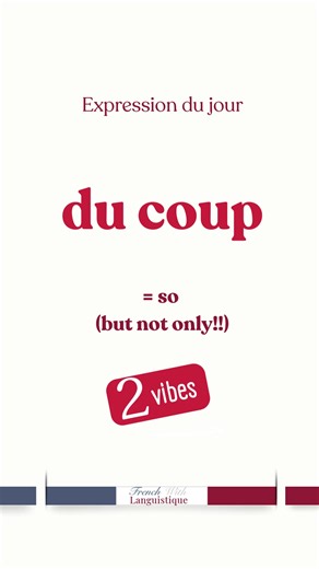 How to use "Du Coup" in French 🇫🇷 Want to speak French like a native? You need to master "Du coup." It’s the ultimate piece of French slang and the linguistic "glue" for every conversational interaction in France. In this French mini-lesson, I cover the 2 "vibes" of this essential phrase: ✅ The Connector: Using it as "so" or "therefore." ❌ The Warning: Why formal speakers (and your boss!) might hate it. Lesson Summary: • Casual: Plus de pain ? — Du coup, je suis allé à la boulangerie. 🥖 • For