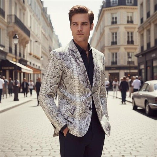 Handmade Men’s Snakeskin Embossed Leather Jacket, Genuine Leather Blazer, Luxury Designer Statement Coat, Slim Fit Biker Style. - Etsy