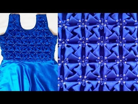 Whirl Pattern Frock making at home in hindi Smocking Origami Flower dress Design girl cushion