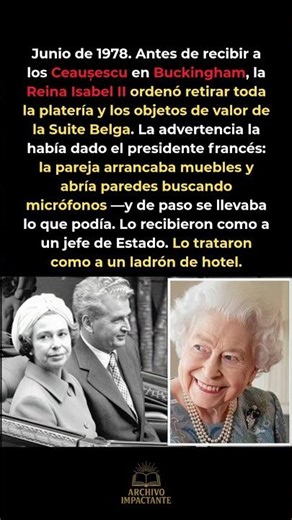 La Reina escondió la platería antes de recibir al dictador rumano en Buckingham 🥄 #Historia
