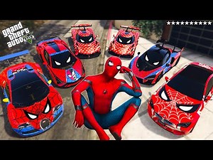 GTA 5 - Stealing SPIDERMAN Super Cars with Franklin! (Real Life Cars #155)