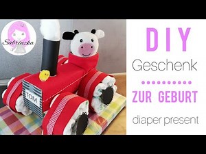 DIY Geschenk zur Geburt, Babygeschenk, Windeltorte, Windeltraktor, diaper tractor, Babyshower