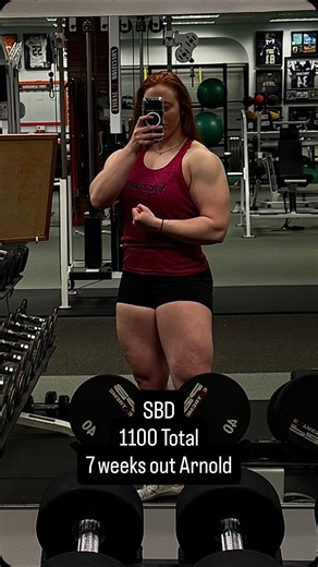 Kasey Cicero on Instagram: "💥SBD Topsets💥 💥Squat (410lb) 💥Bench (225lb) 💥Deadlift (465lb) 💥(1100lb) 500kg total ⏳7 Weeks until Arnold Team: @hammer_forged_strength Coach: @jake.karboski_hfs #sbd #7weeksout #arnoldprep #powerlifting #girlswholift"