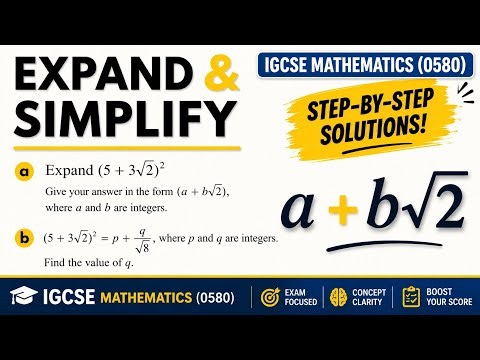 🎯 IGCSE Mathematics (0580) | Expand (5 + 3√2)² and Find q | Surds Explained