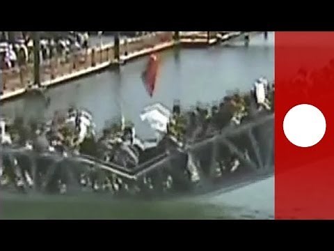 China bridge collapse caught on camera, chaos as people tumble into water