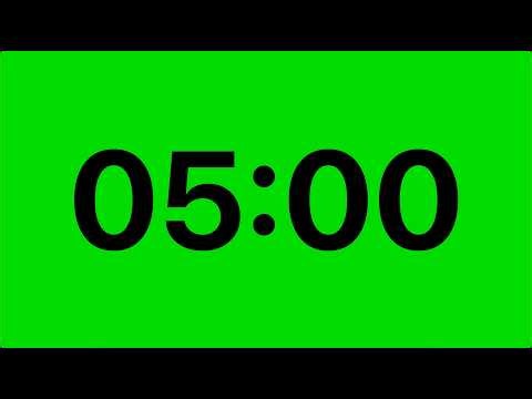 5 Minute Timer Green Screen ⏱ Black Clock Countdown (4K) | Study Focus