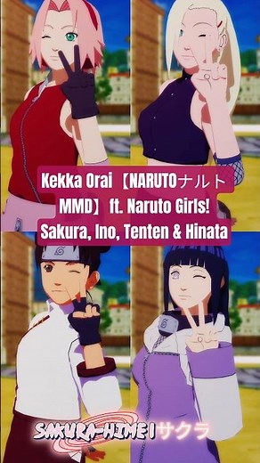Sakura × Ino × Tenten × Hinata - Kekka Orai【NARUTOナルト MMD】#mmd #naruto #ナルト #shorts #jpop #kunoichi