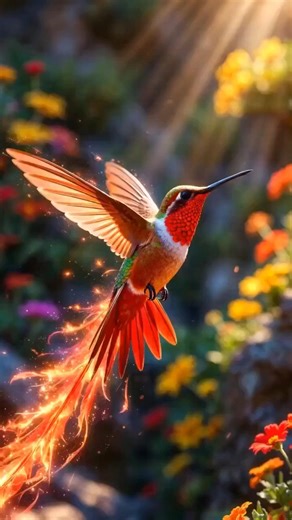 The Hummingbird With a Comet Tail ☄️ | Red-Tailed Comet in Cinematic 4K #shorts #shortvideo #short