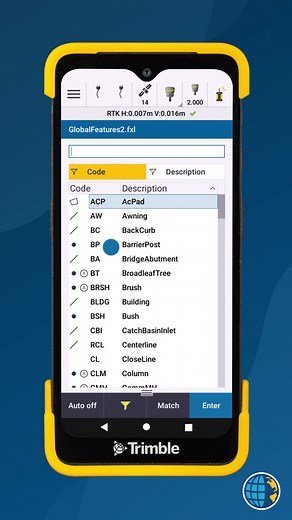 🚀 Trimble Access 2024.00 – Enhanced Code Selection 🌟 In the latest update, each code button in the Measure Codes screen now features an icon in the top left corner, indicating whether the code corresponds to a point, line, or polygon feature. The same icon appears next to the code when selecting from the codes list, making it easier to identify and use codes efficiently. #TrimbleAccess #Surveying #TrimbleAccessTips