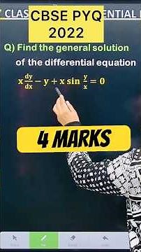 Q) Find the general solution of the differential equation 𝐱 𝐝𝐲/𝐝𝐱−𝐲+𝐱 𝐬𝐢𝐧 𝐲/𝐱 = 0
