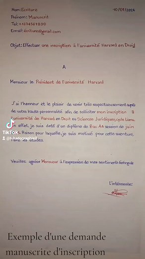 9.2K views · 115 reactions | @Exemple d'une demande manuscrite d'inscription #demandemanuscritedinscriptione #demandemanuscritedeinscriptionexemple #exemplededeunedemandemanucritedeinscriprion | Tchadographie | Facebook