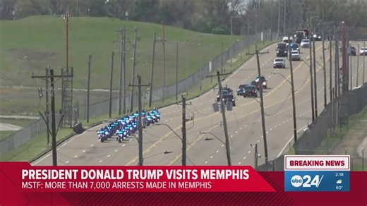 Trump motorcade heads to Memphis airport after roundtable, Graceland visit