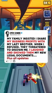 80K views · 856 reactions | MY FAMILY INSISTED I SHARE MY BUSINESS PROFITS WITH MY LAZY BROTHER. WHEN I REFUSED, THEY THREATENED TO DISOWN ME. I LAUGHED AND SHOWED THEM MY NEW LEGAL DOCUMENTS.. #redditfb #redditreadings #redditpost #storytime | Open Gaming | Facebook