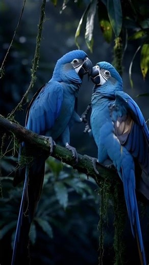 “Beautiful Blue Macaw Pair in the Wild 💙🦜 | Rare Rainforest Moment” #shorts #wildlife