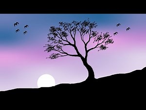 Simple scenery drawing on the computer | How to draw a scenery picture | Ms paint drawing video