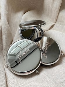 Hand Engraved Calligraphy Compact Mirror, Personalized Gift, Bridesmaid Idea - Etsy
