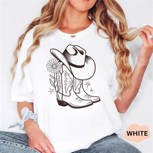 Comfort Colors Cowboy Boots T-shirt, Western Rodeo Graphic Tee - Etsy