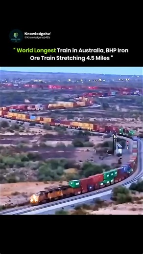 knowledgehub | The world’s longest train operates in Australia, where BHP runs massive iron ore trains stretching about 4.5 miles (over 7 kilometers) in... | Instagram