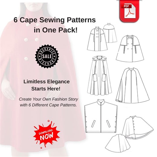 6 Cape Sewing Patterns Bundle PDF Cloak Set - Etsy