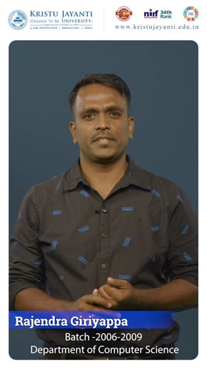 Department of Computer Science on Instagram: "With gratitude in his heart and pride in his journey, our alumnus reflects on the role Kristu Jayanti played in shaping his future. We are pleased to share an alumni testimony by Ranjendra Giriyappa, who expresses his heartfelt thanks to the college for the guidance, values, and opportunities that defined his academic and personal growth. His words stand as a reminder of the strong foundation, supportive environment, and committed faculty that contin