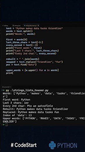 🧵 Strings and Lists Slice Split Join