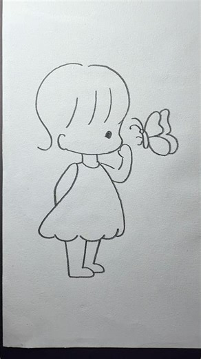 how to draw girl with butterfly