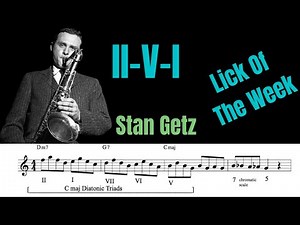 Stan Getz II-V-I pattern in 12 keys Lick Of The Week (from his solo on Pennies from Heaven)