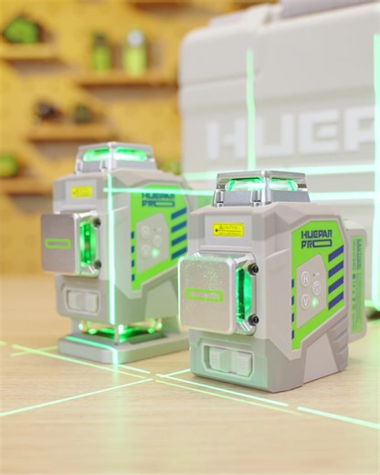 Huepar Pro 💚Powering Your Profession 🧰Huepar ZK03CG High Accuracy Professional 3D Laser Level for Construction/Carpentry and More ✅High Accuracy - ±2mm/10m; ✅Smart Pendulum - Self-leveling Mode & Manual Mode; ✅Remote Control & Magnetic Bracket; ✅8000mAh Li-ion Battery - 8 hours of operating time with all four laser beams on; Shop Now👉https://bit.ly/4hcC9YZ | Huepar EU