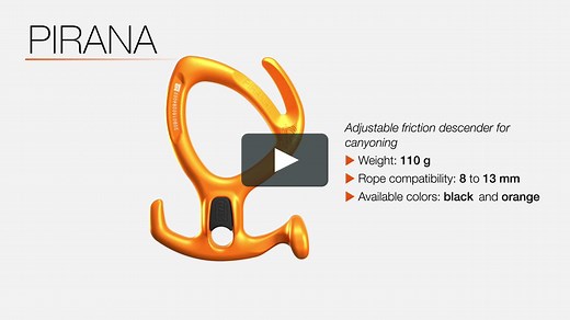 PIRANA - Adjustable friction descender for canyoning