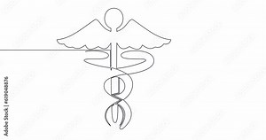Self drawing line animation dollar sign and Caduceus symbol of medicine continuous one single line drawn concept video