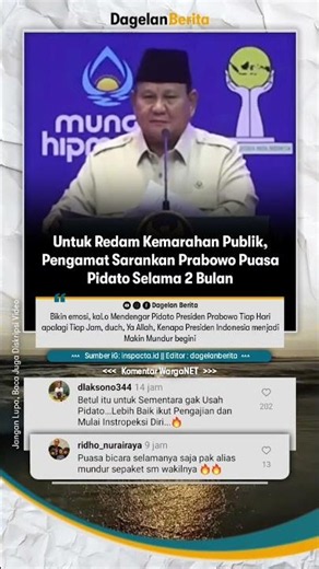 Untuk Redam Kemarahan Publik, Pengamat Sarankan Prabowo Puasa Pidato Selama 2 Bulan
