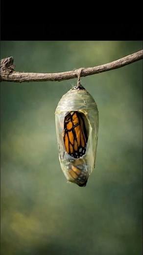 Beautiful butterfly coming out of cocoon
