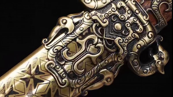 LOONGSWORD Chinese Sword Tang dao -Forged Damascus Steel Blade, Brass Scabbard, Collectible and Functional