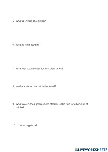 4.3 Mineral Identification worksheet