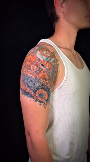Outer Limits Tattoo and Museum on Instagram: "Wyatt's Blue Ring Octopus by @karibarbatattoo is all healed up, and it's looking stellar! Thanks so much for coming back for healed photos and videos. We'll catch ya next time!"