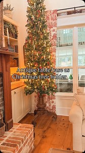 Antique table base as a tree base! My vintage Christmas dreams 😍 #christmas #vintagechristmas #thrifted #thrifteddecor #vintage #christmasdecor #repurpose #repurposed #diy | EmmaSeabourn