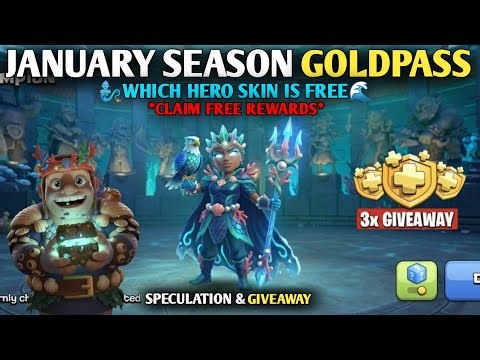 🚨JANUARY SEASON GOLDPASS SKINS in Clash of Clans - Which Hero Skins & Theme Is Coming + Giveaway?🌊✅