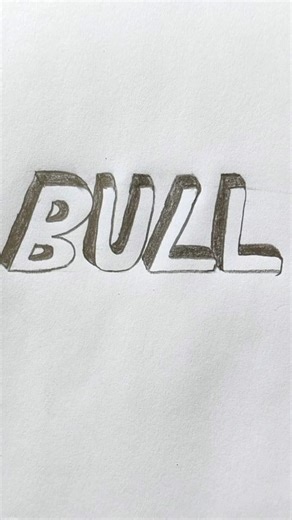 Easy 3D Text Drawing | BULL | Pencil 3d Text Drawing | #3d #3dart #3dletterdrawing #3dtext