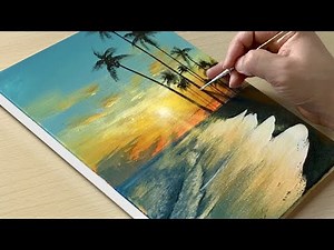 Sunrise Beach Painting / Acrylic Painting for Beginners / STEP by STEP