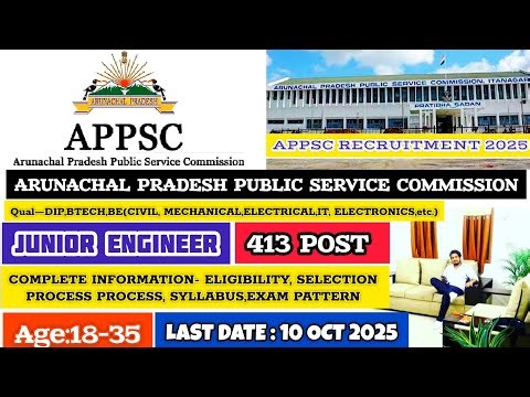 APPSC 413 Junior Engineer Posts 2025|APPSC JE Recruitment 2025|Diploma & B.Tech—Apply Now|Watch Now