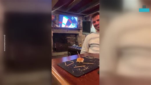 Funny Dog Bounces for Food at Restaurant
