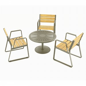 [Hot Item] Modern Weathered Metal Outdoor Dining Set Durable Garden Furniture for Hotels Featuring Stylish Dining Table Chair Set
