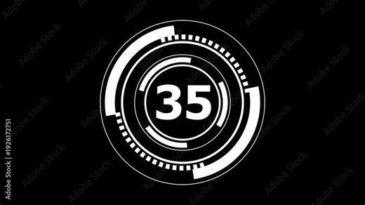 40 Second Countdown Timer HUD Animation: Futuristic Sci-Fi Digital Clock with Rotating UI Elements for Sports & Tech