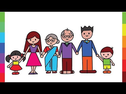 Learn 2 Draw a JOINT FAMILY - Grandparents Parents Children - Cute & Very Easy FAMILY Drawing
