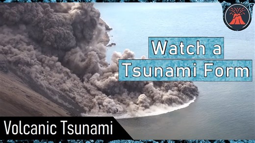 Tsunami formed by volcanic eruption.