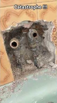 Huge leak in the wall, a real disaster! #plumbing